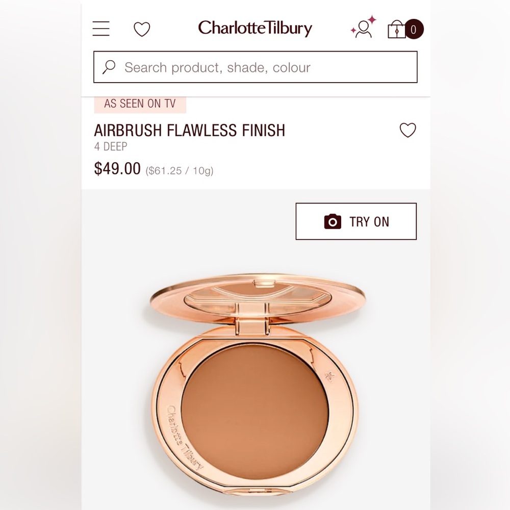 Charlotte Tilbury Gold Compact with Airbrush Flawless Finish